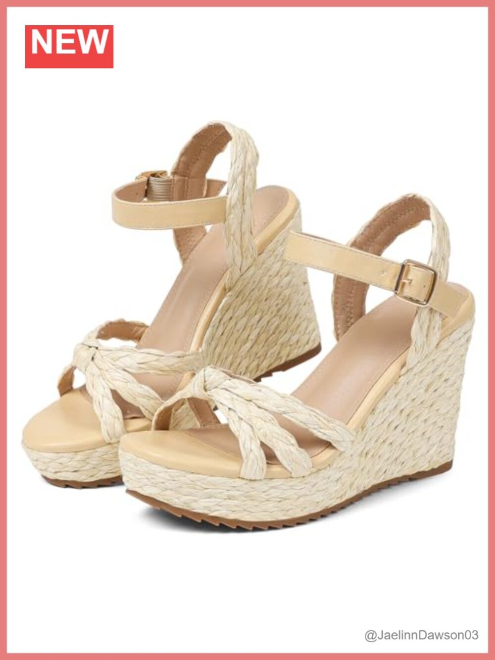 Wedge Sandals for Women - Braided Raffia Espadrille Platform Heels